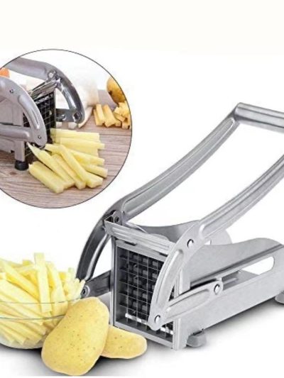 Stainless Steel French Fries & Vegetable Cutter – Premium Potato Slicer with Interchangeable Blades – Large Size